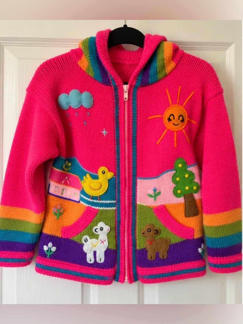 El Dorodo Handmade Peru Kids Knit Sweater Hooded Cartigan